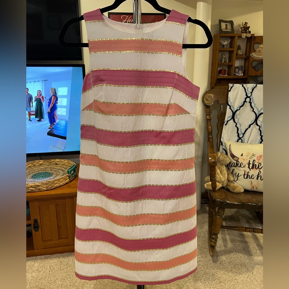 Vince Camuto Striped Pink and Orange Sleeveless Dress